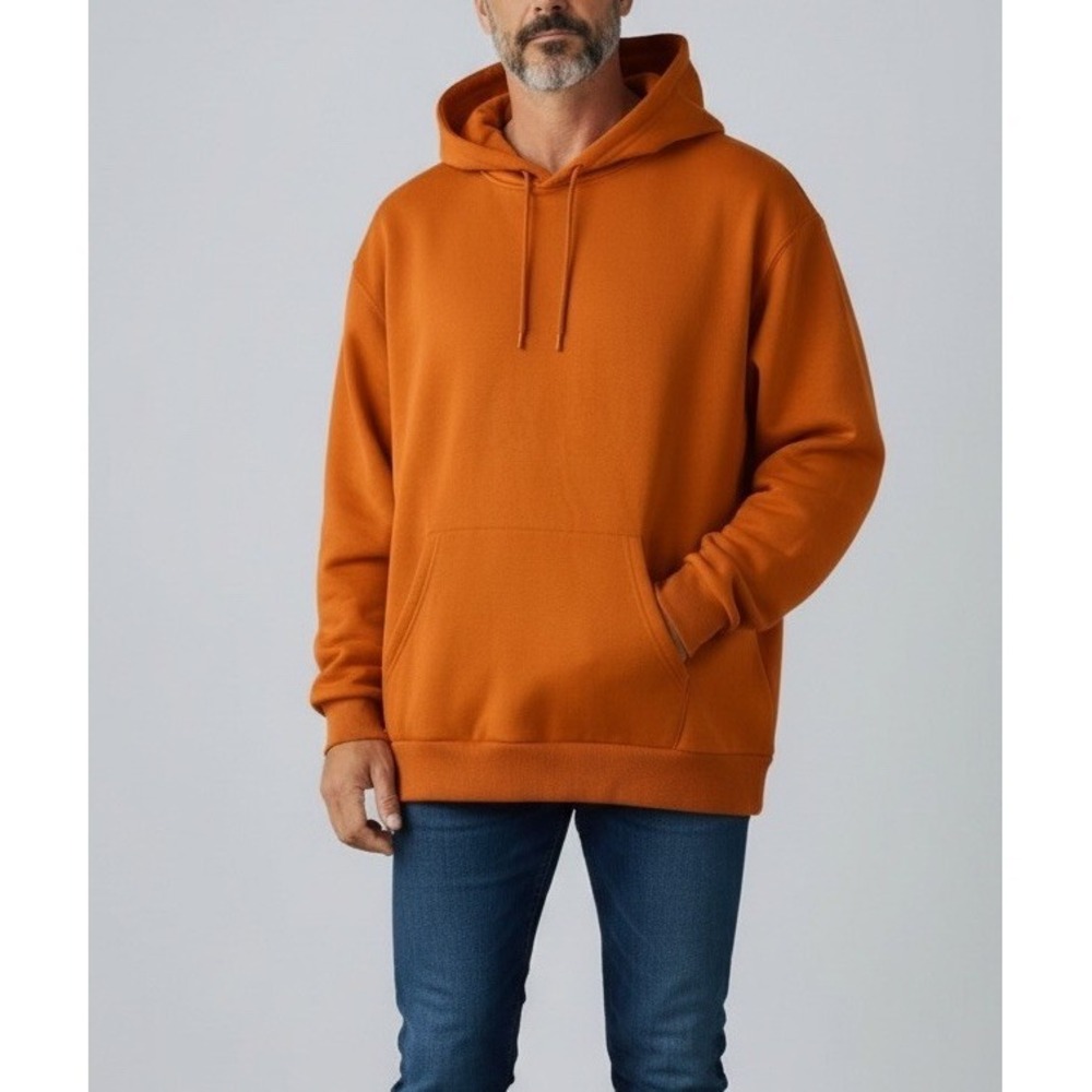 VERDE Hoodie Mens 4XL Rust Orange Pullover Fleece Cotton Blend Kangaroo NEW